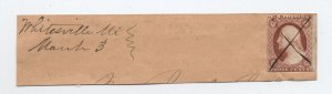 1850s Whitesville MS manuscript postmark #11A piece [h.4752]