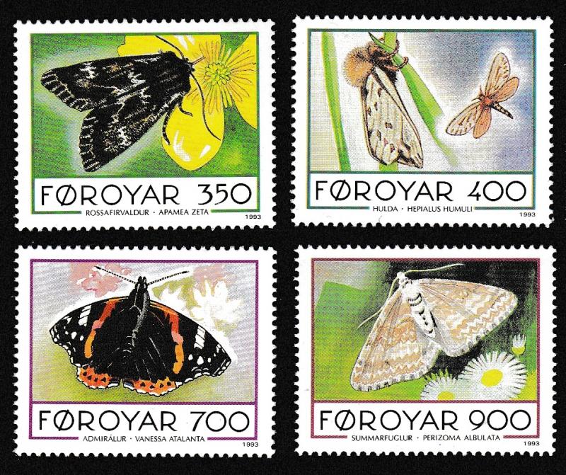 Faroe Is. Butterflies and Moths 4v SG#245-248 MI#252-255 SC#256-259