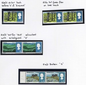 GB 1966 Landscapes 4d ord r20/8 dash by E, r3/4 green flaw, 6d D retouched, 1/