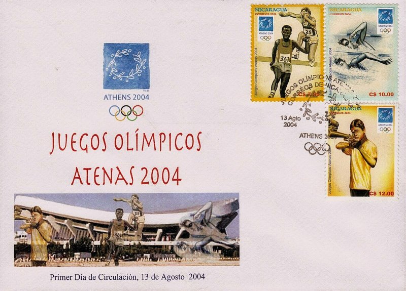 NICARAGUA ATHENS SUMMER OLYMPIC GAMES Sc 2431-2433 FDC 2004