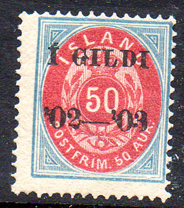 ICELAND. 1902-03. Í gildi 50aur. Perf. 14.