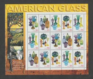 U.S. Scott #3325-3328 American Glass Stamps - Mint NH Sheet - LL Plate