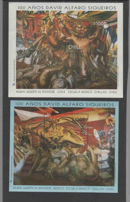 CHILE #1214-1215  1998 PAINTINGS 'DEATH TO THE INVADER      MINT VF NH  O.G  S/S