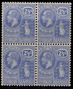 BRITISH VIRGIN ISLANDS GV SG93, 2½d pale bright blue NH MINT. Cat £28. BLOCK x 4