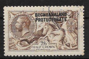 BECHUANALAND SG85 1916 2/6 PALE BROWN SEAHORSE DLR PRINTING OVPT ON GB USED (r)