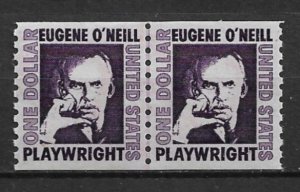 1973 #1305C $1 Eugene O'Neil MNH line pair