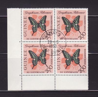 Guinea C48 Block of 4 U Insects, Butterflies (A)