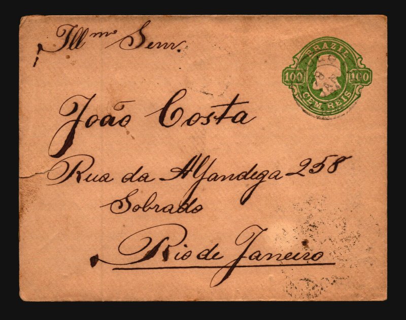 Brazil 1891 100R Postal Stationery Cover to Rio - Z19404