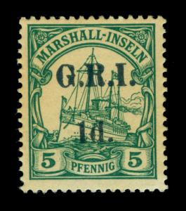 German Colonies - NEW BRITAIN G.R.I. Marshall Is  1d/ 5pf green Sc# 31 mint MLH 