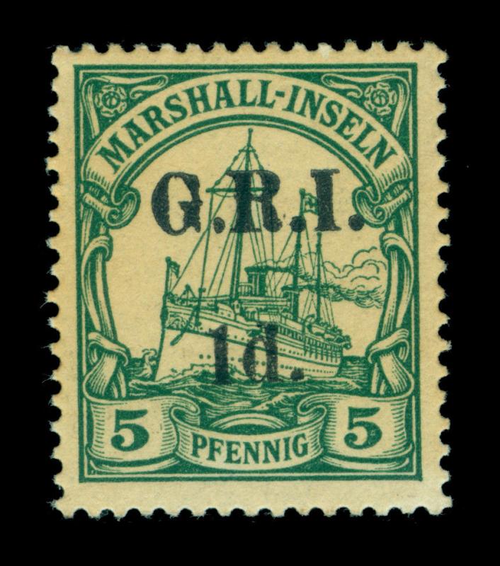 German Colonies - NEW BRITAIN G.R.I. Marshall Is  1d/ 5pf green Sc# 31 mint MLH 