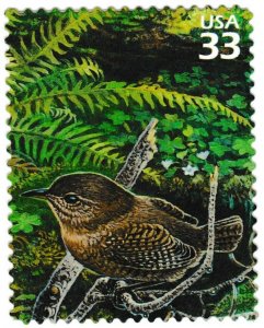 US 3378f Pacific Coast Rain Forest Winter Wren 33c single MNH 2000