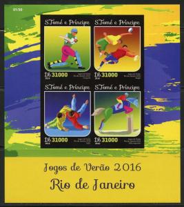 SAO TOME 2016 RIO OLYMPIC GAMES IMPERFORATE SHEET  MINT NH