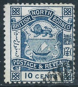 North Borneo, Sc #43, 10c Used