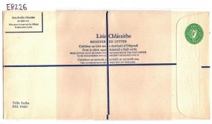 Ireland EIRE Unused Registered Postal Stationery Size K Green 1/5 1966 EB226
