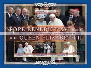 Grenada - 2011 - Pope Benedict XVI Visits Queen Elizabeth - Sheet Of 4 - MNH