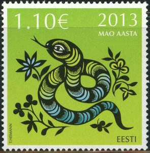 Estonia #723 New Year of the Snake 1.10€ Postage Stamp 2013 Eesti MLH