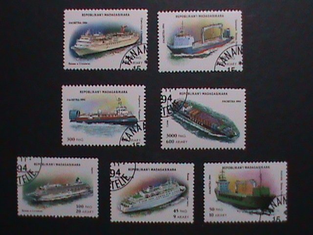 MADAGASCAR -1994  SC# 1248-54 MODERN SHIPS- USED STAMPS-HARD TO FIND VERY FINE