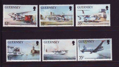 Guernsey Sc  404-09  1989 50th Anniversary Airport stamp set mint NH