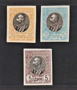 SERBIA 1905 The King Peter I (3v, Imperf) MNH