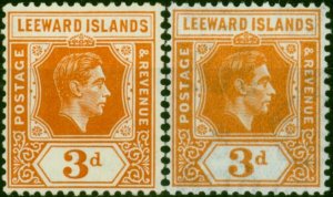 Leeward Islands 1938-42 3d Both Shades SG107 & 107a Fine LMM