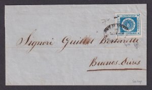 Uruguay, Scott 16 var CREASED TRAN, on 1863 cover to Argentina, w/ Rocha, UNIQUE