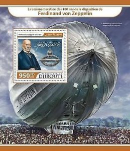 2017 Djibouti - Ferdinand Von Zeppelin. Michel: 1607 / Bl.693. Scott: 1182