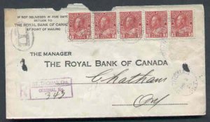 Canada-cover #8945-3c(5) Admiral + ?-stamp removed-reg'd-Elgin-St. Thoma...