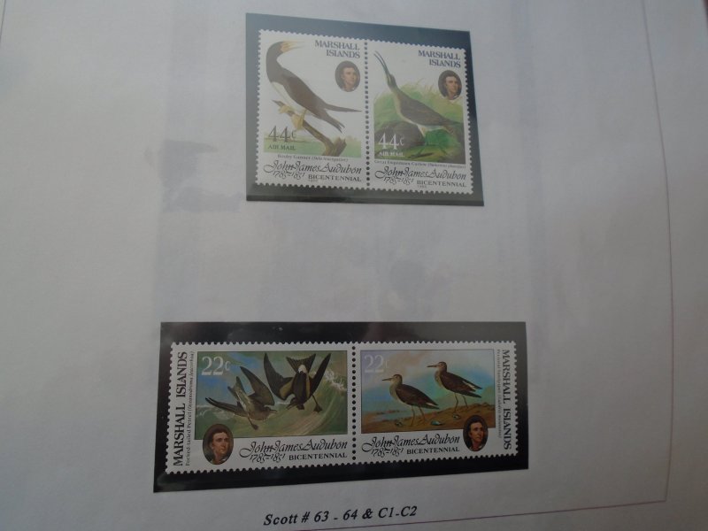 Marshall Islands   Birds  J J  Audubon  #   63-64/ C1-2  MNH