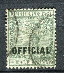 JAMAICA; 1890s early classic QV OFFICIAL Optd. issue fine used 1/2d. value