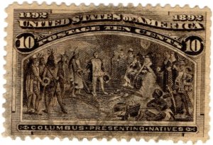 USA 1893 Used SC237 Columbus Presenting Natives Black brown 10 Cent 1893