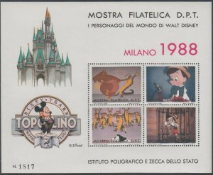 DISNEY ITEM #04-0003: 1988  SPECIAL MICKEY MOUSE - TOPOLINO SOUVENIR SHEET