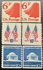 Scott#: 1518 Liberty Bell, 1519 50 & 13-Star Flags, 1520 Jefferson Memorial - A1