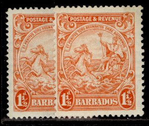 BARBADOS GV SG231d + 231da, 1½d PERF VARIETIES, M MINT. Cat £24.