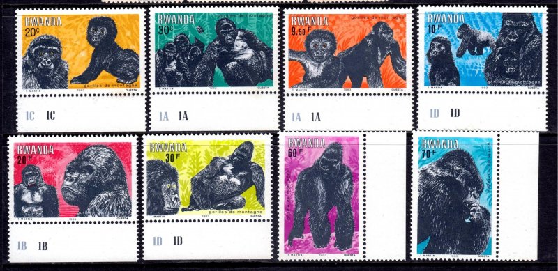 Rwanda 1983 Gorillas Complete Mint MNH Set SC 1158-1165