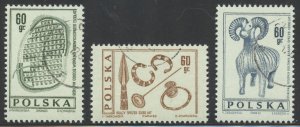 Poland Scott 1461-63 Used NH CTO - 1966 Ancient Artifacts Issue
