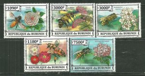 Burundi MNH Set Of 5 Bees & Flowers