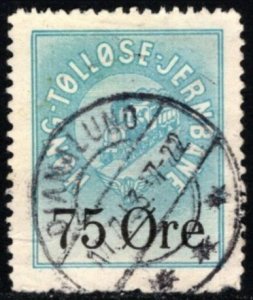 Vintage Denmark Private Railway Local Stamp 75 Ore Høng-Tølløse Jernbane Used