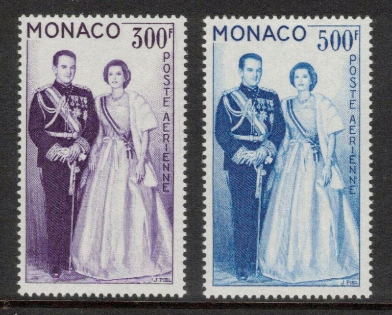 MONACO 1959 Prince Rainier & Princess Grace Airmails; Scott C53-54; MNH