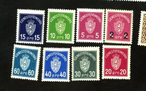 NORWAY #O1-8 MINT FVF OG NH Cat $37