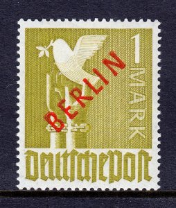 GERMANY (BERLIN) — SCOTT 9N33 — 1948 1m RED BERLIN OVPT. — MH/SIGNED — SCV $160