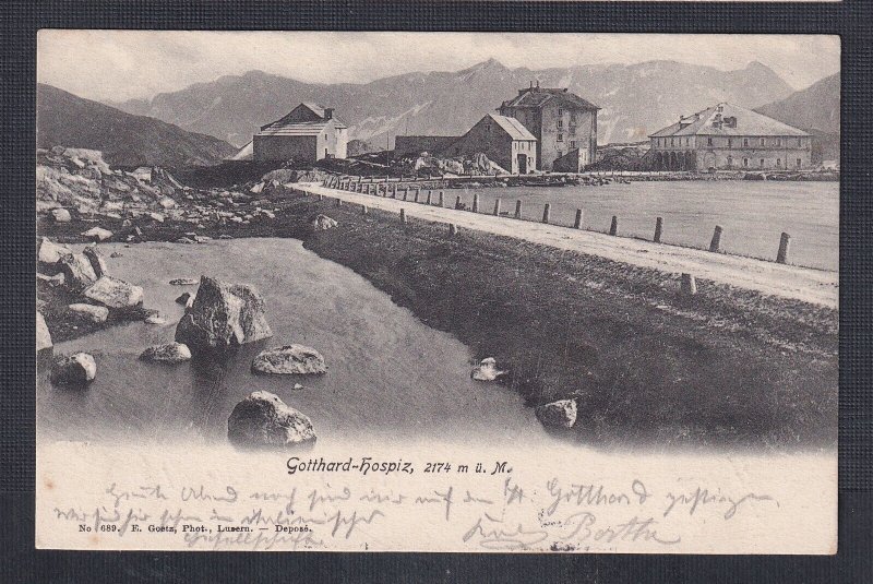SWITZERLAND 1902 ’GOTTHARD-HOSPIZ’ POSTCARD AIROLO W/ ST. GOTTARDO MARKING