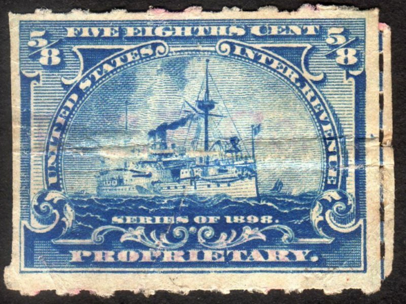 1898, US 5/8c, Proprietary, Used, crease, Sc RB23