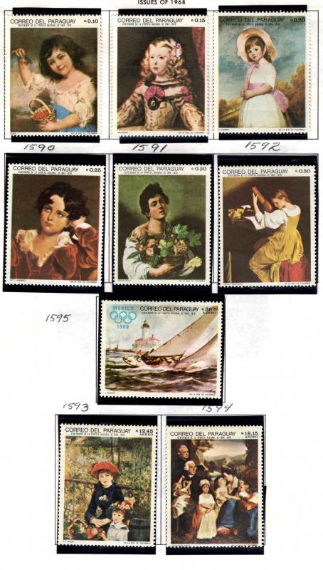 Paraguay Scott 1099-1107 MH* Olympic Art set