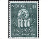 Norway Used NK 659   U.N.O. Dark grey green 100 Øre