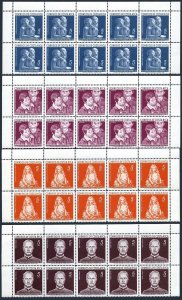 Costa Rica RA7-RA10 blocks/10,MNH. Mi Zw7-10. Tax stamps 1960. Renoir, Zuniga.