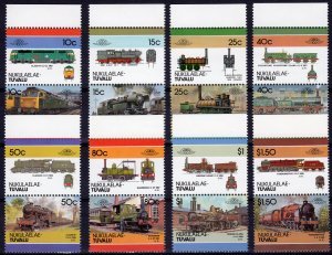 Tuvalu Nukulaelae 1986 TRAINS LOCOMOTIVES (8) Pairs Perforated Mint (NH)