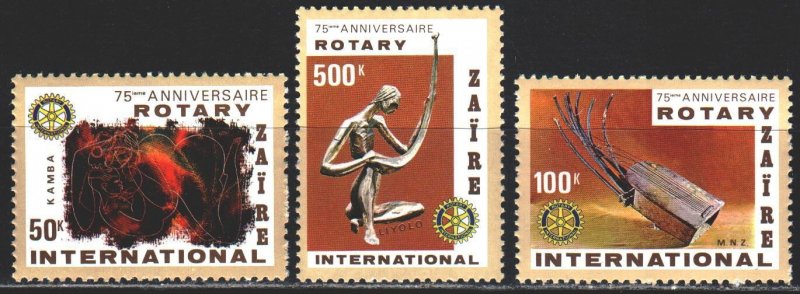 Kinshasa. 1980. 658-60. 75th anniversary of the Rotary Club, African art. MNH.