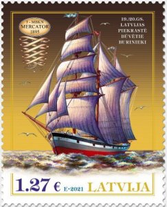 Latvia 2021 MNH Stamp Sailing Ship Three-Mast Barquentine History Of Navigation