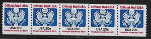 US Scott #O135, Plate #1 Coil 1983 Official 20c FVF MNH