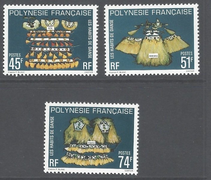 French Polynesia #319-21 Dance Costumes (1979) NH